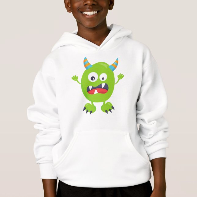 Cute Monster, Green Monster, Funny Monster, Horns (Front)