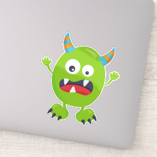 Cute Monster, Green Monster, Funny Monster, Horns