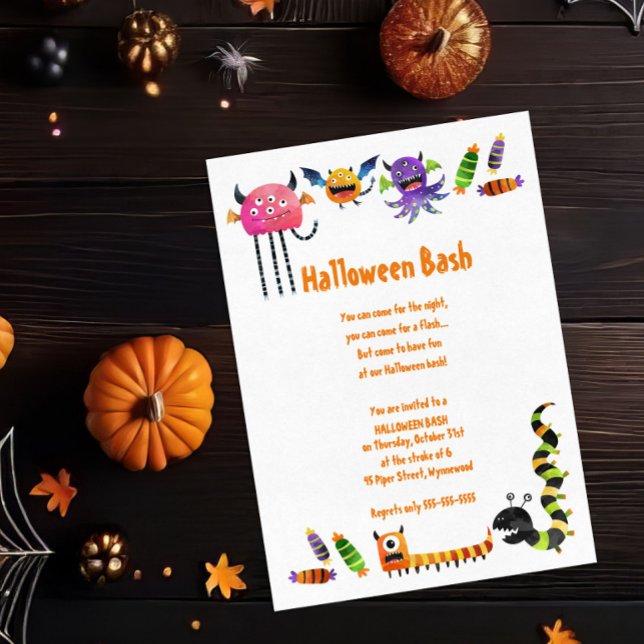  Cute Monster Halloween Bash Party Spooky Invitation (Creator Uploaded)