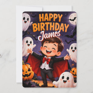Cute Monster Halloween Birthday Invitation