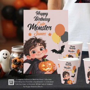 Cute Monster Halloween Birthday Invitation