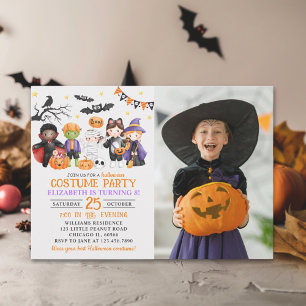 Cute Monster Halloween Costume Party With Photo Invitation