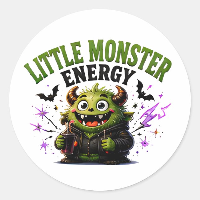 🎃 Cute Monster Halloween Saying 👹 Classic Round Sticker (Front)