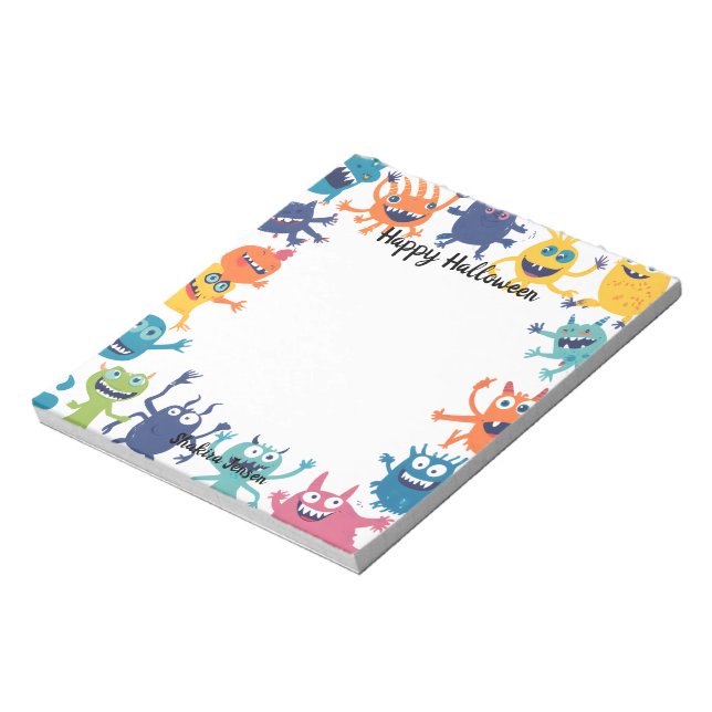 Cute Monster Happy Halloween Notepad (Rotated)