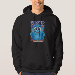Cute Monster In Blue Cuddly With Grins And Horns Hoodie