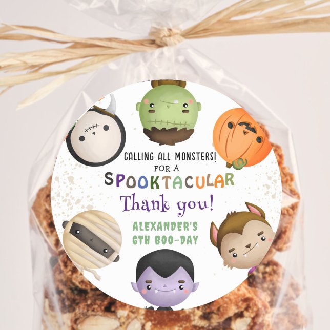 Cute Monster Kids Costume Halloween Birthday Party Classic Round Sticker (Creator Uploaded)