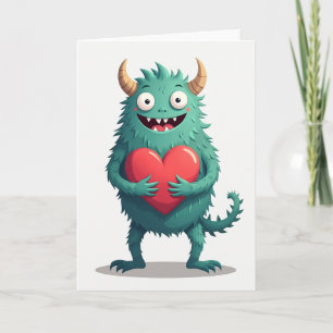 Cute Monster Love Heart Card