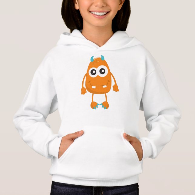 Cute Monster, Orange Monster, Funny Monster, Horns (Front)