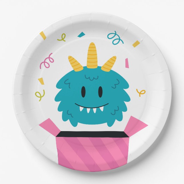 Cute monster paper plate (Front)