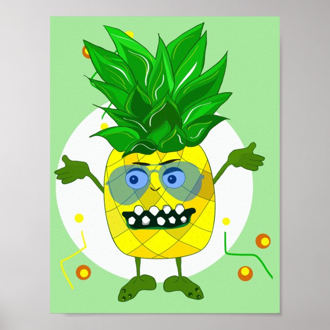 Cute monster pineapple illustration poster (Front)