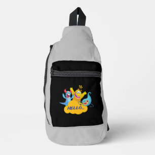 cute monster say hello sling bag