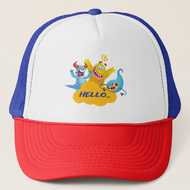 cute monster say hello trucker hat (Front)