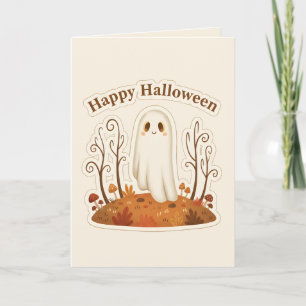 Cute Monster Spooky Fall Scenery Happy Halloween  Holiday Card