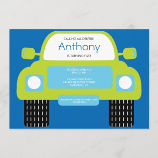 Cute Monster Truck Birthday Party Invite