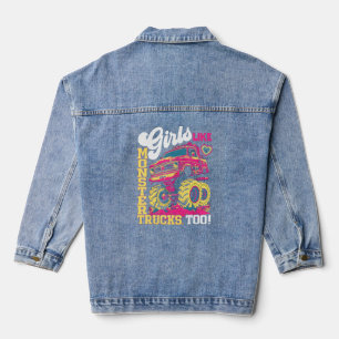 Cute Monster Truck Girls Like Monster Trucks Too Denim Jacket
