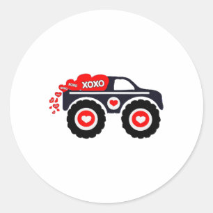 Cute Monster Truck Valentine's Day Xoxo Heart Todd Classic Round Sticker