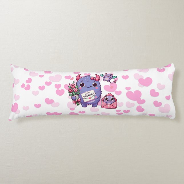 Cute monster Valentine's Day  Body Cushion (Front)