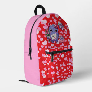 Cute monster Valentine's Day Printed Backpack