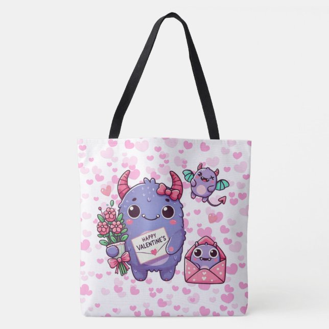 Cute monster Valentine's Day  Tote Bag (Front)