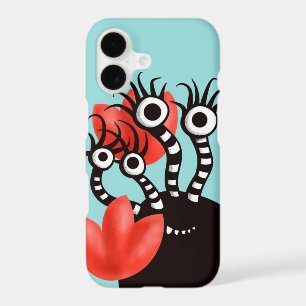 Cute Monster With Four Eyes Abstract Tulips