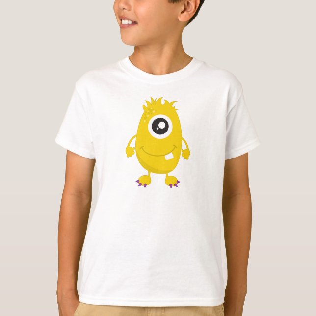 Cute Monster, Yellow Monster, Funny Monster, Silly T-Shirt (Front)