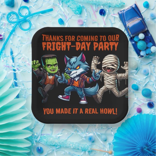 Cute Monsterrific Fright Day Halloween Party Paper Plate (Party)