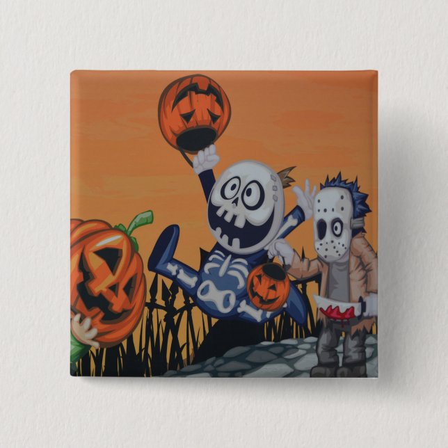 Cute Monsters and Pumpkins 15 Cm Square Badge (Front)