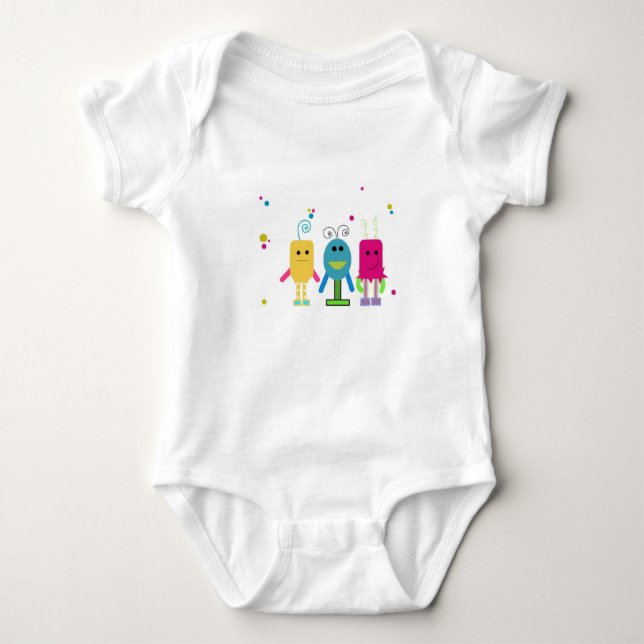 Cute Monsters Baby Bodysuit (Front)