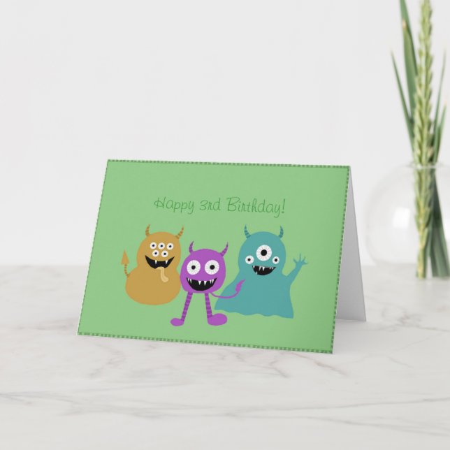 Cute Monsters Birthday Card (Front)