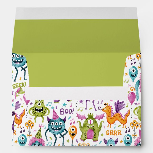 Cute Monsters Birthday Party Envelope (Back (Bottom))