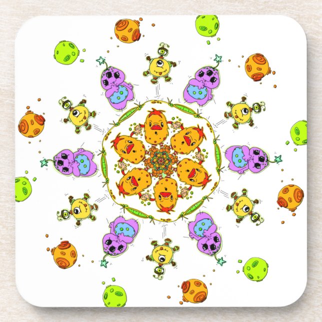 cute monsters coaster (Front)