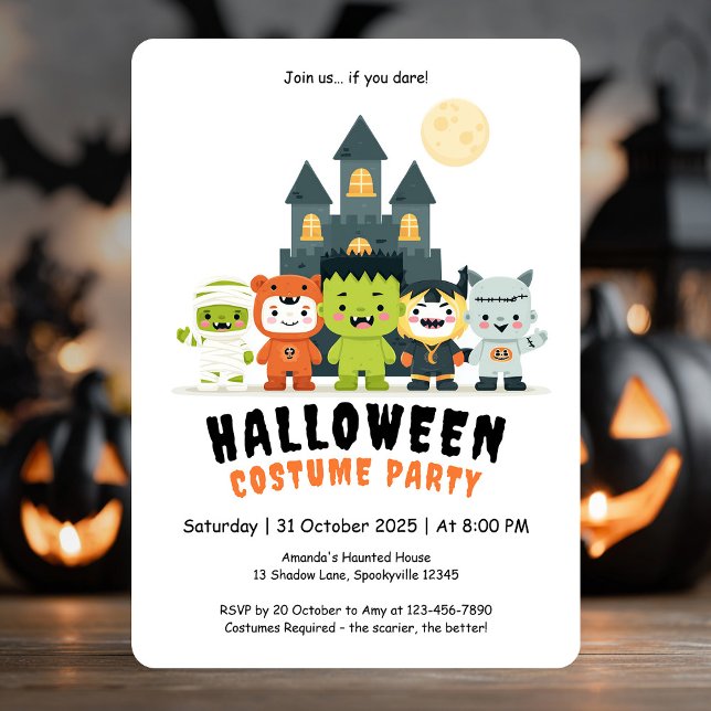 Cute Monsters Costume Halloween Party Invitation (Cute Monsters Costume Halloween Party Invitation)