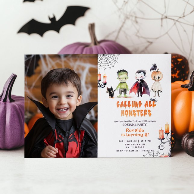 Cute Monsters Costume party boy birthday Invitation (Creator Uploaded)