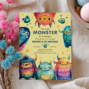 Cute Monsters Gender Neutral Kids Birthday Party  Invitation