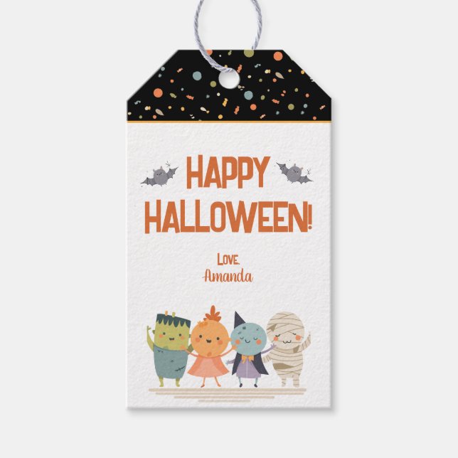 Cute Monsters Halloween Favour Gift Tags (Front)