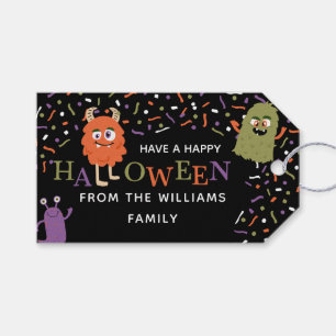 Cute Monsters Happy Halloween Boo Basket Gift Tags