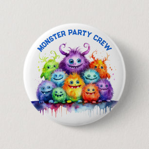 Cute Monsters Kids Birthday Party Crew 6 Cm Round Badge