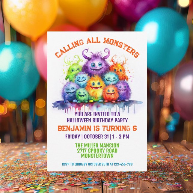 Cute Monsters Kids Birthday Party Invitation (Creator Uploaded)