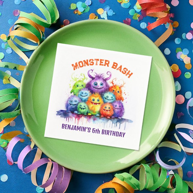 Cute Monsters Kids Birthday Party Napkin (Creator Uploaded)