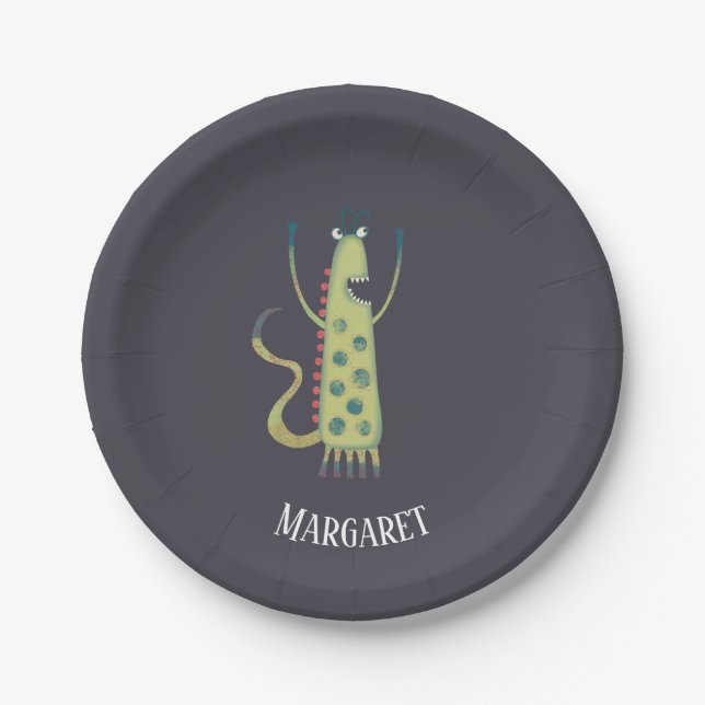 Cute Monsters Personalised Paper Plate (Front)
