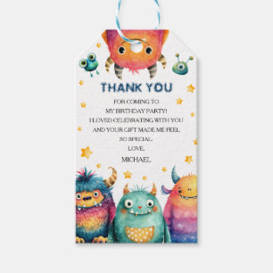 Cute Monsters Whimsical Kids' Birthday Thank You Gift Tags