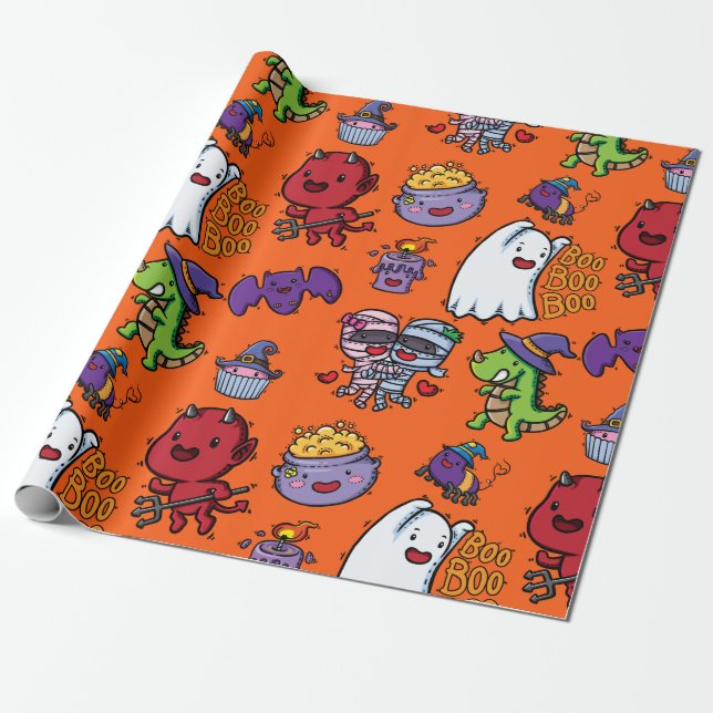 Cute Monsters  Wrapping Paper (Unrolled)