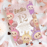 Cute Monstrer Labubu Kids Birthday Invitation<br><div class="desc">These beautiful kids invitation for girl 10th birthday with imitation of pink glitter and elegant modern script.  Birthday Invitation Template is Kids birthdays are special,  and this invite can help it make a memorable birthday party.</div>