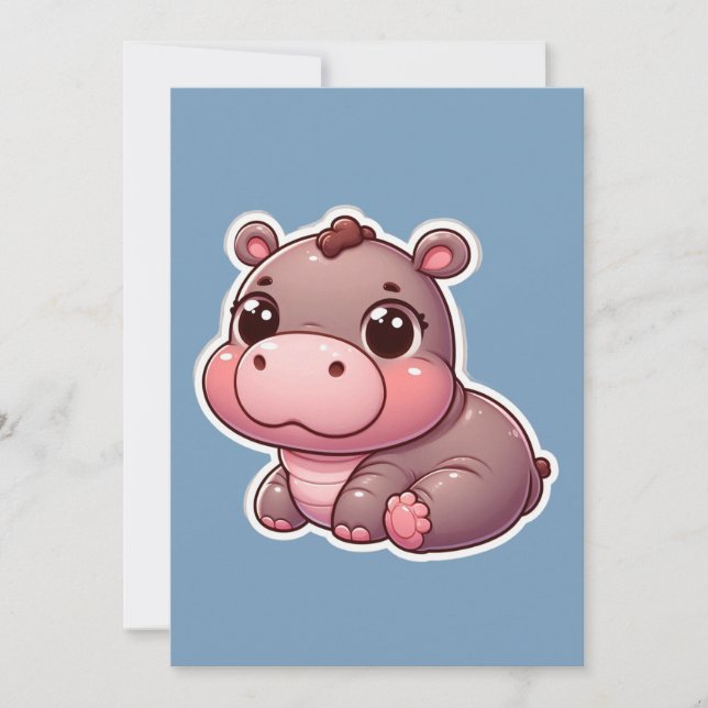 Cute Moo Deng Baby Hippo Holiday Card (Front)