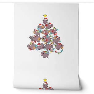 Cute Moo Deng Christmas Tree Funny Baby Pygmy Hipp Wallpaper