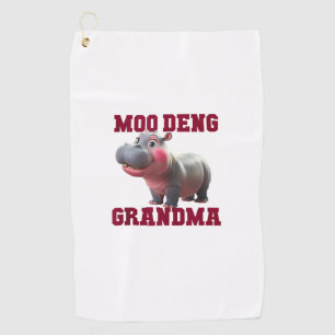 Cute MOO DENG GRANDMA Baby Hippo Granny Teacher Cu Golf Towel