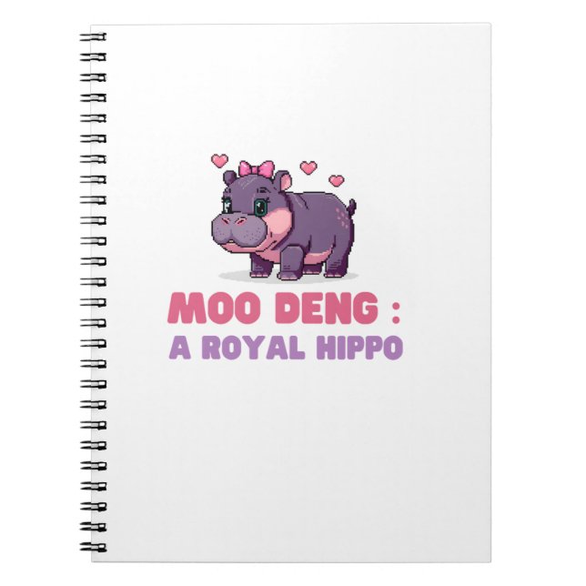 Cute MOO DENG ROYAL HIPPO Hippo Theme Zoology Pixe Notebook (Front)