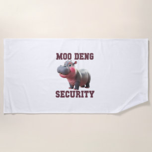 Cute MOO DENG SECURITY Dad Baby Hippo Papa Parent  Beach Towel