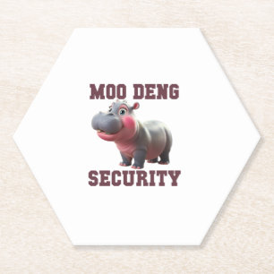 Cute MOO DENG SECURITY Dad Baby Hippo Papa Parent  Paper Coaster