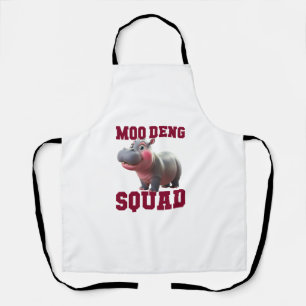 Cute MOO DENG SQUAD Baby Hippo Team Cheer Girls Te Apron